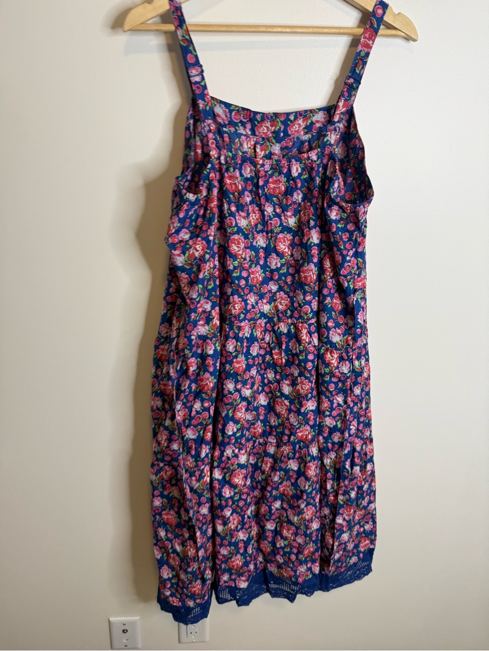 April Cornell Navy Floral Midi Dress with Pink Roses size XL - Picture 6 of 7